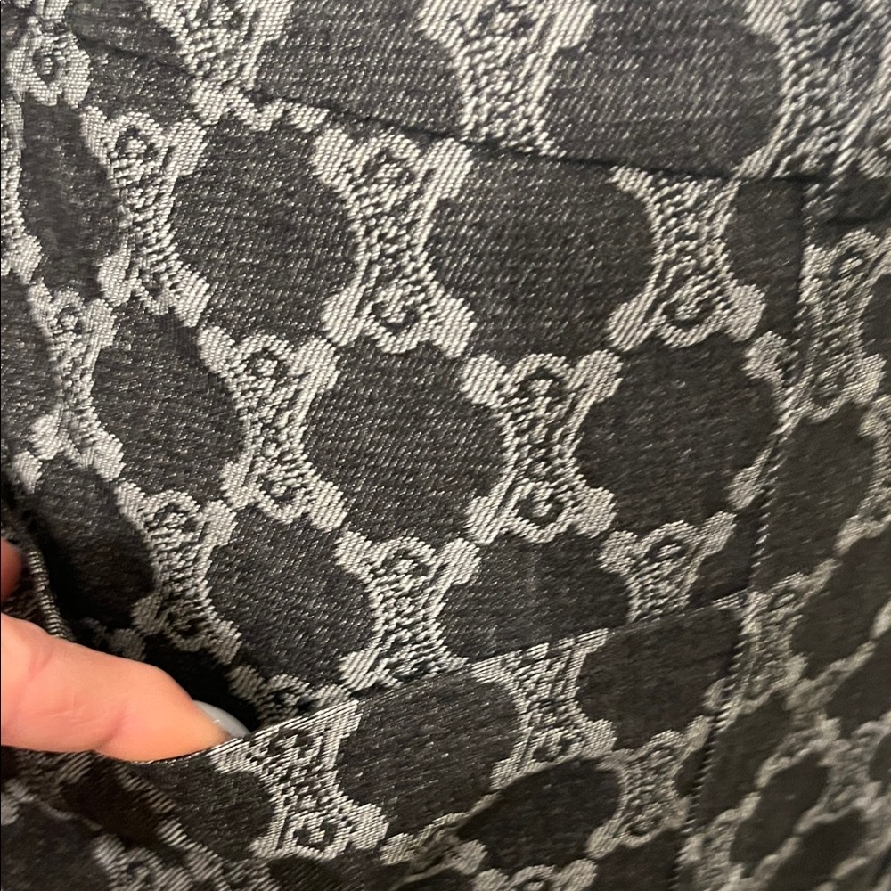 Celine Black & Gray Patterned Midi Skirt - Picture 5 of 7